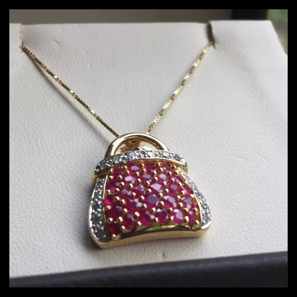 ❌SOLD❌ 14k Ruby & Diamond PURSE Necklace - Picture 11 of 17